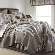 Donna Sharp Birch Forest Cotton Quilted Cozy Cottage Queen 3-Pc Set &amp; Pillow - £195.12 GBP