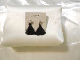 Aqua Gold Tone 1-1/2&quot; Crystal Black Tassel Stud Drop Earrings Y 402 $22 - $10.55