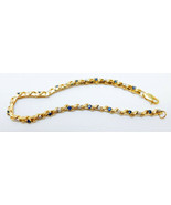 Vintage 14K Yellow Gold 15 Diamonds 15 Sapphires Tennis Bracelet 7" long 5.9gr - £290.24 GBP