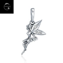 Genuine Sterling Silver 925 Flower Moon Fairy Pendant Dangle Charm For Bracelets - £15.71 GBP