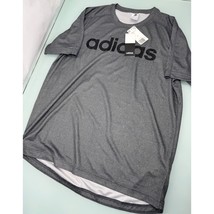 Adidas Men T Shirt Climalite Heather Gray Fitness Workout Performance La... - $19.77