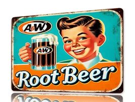 A&amp;W Rectangle Rectangular Aluminum Retro Remake Sign  12x8 M - $34.84 CAD