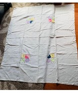 Vintage Linen Appliqué Tablecloth 53” X 60” - £13.95 GBP