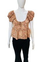 Doen NWOT Womens Floral Printed Multicolor Cotton Crop Short Blouse Tunic Top S - £125.76 GBP
