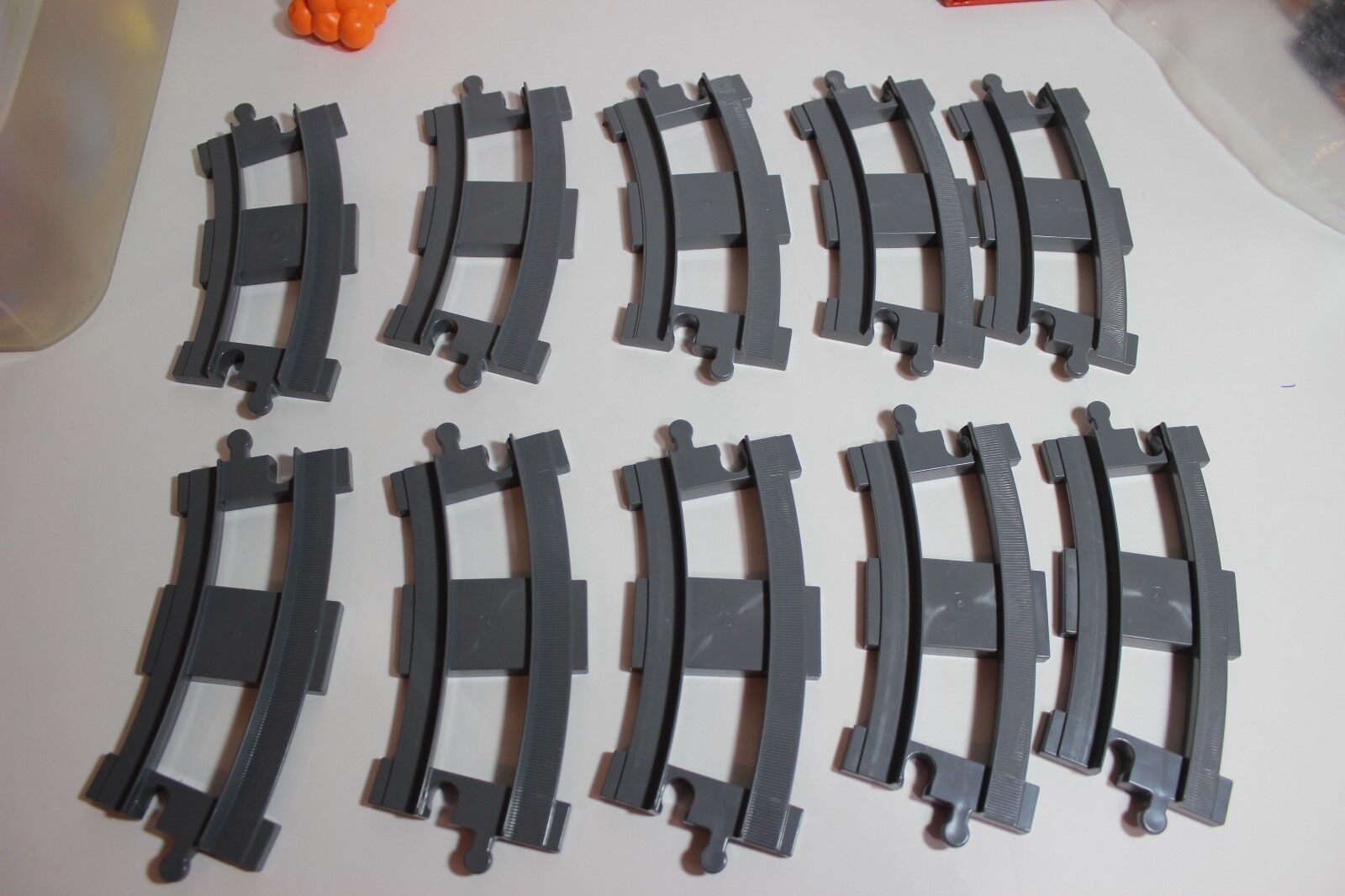 Lego Duplo Grey Gray Train Track pieces parts 10 piece curved 6&quot; long - $16.78