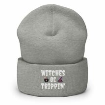 Witches Be Trippin Sarcastic Witch Halloween Costume Cuffed Beanie Navy - $29.35