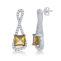 0.76cttw White Topaz Infinity Design with Four-Prong 2.56cttw Citrine Earrings - £142.73 GBP