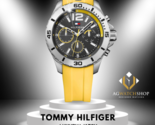 Tommy Hilfiger Hombres Cuarzo Amarillo Correa Silicona Dial Negro 46mm... - $121.34