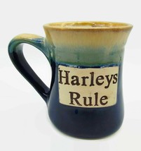 Harleys Rule Deep Blue Oversized Coffee Mug Cup Tumbleweed Pottery - £12.38 GBP