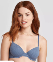 Womens Auden Everyday Cotton Demi Lightly Lined T-Shirt Bra Heather Blue 34D NWT - £6.09 GBP