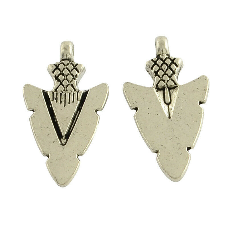 20 Arrowhead Charms Silver Arrowhead Pendants Southwestern Western Jewel... - $3.25
