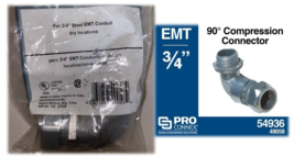 Compression Connector 3/4&quot; D 90° Die-Cast Zinc For EMT - Sigma 49058 Pro... - $0.99