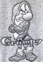Vintage Grumpy T Shirt Disney Store Mens LARGE Gray Embroidered USA Dwarfs - £14.75 GBP