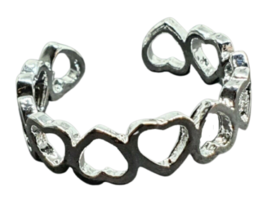 Heart Toe Ring Quirky Finger Ring 925 Sterling Silver Plated Adjustable Ladies  - £3.56 GBP