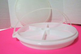 Vintage Tupperware Divided Relish Tray 224-15 W/Lid Carry Strap 13&quot;L Rou... - $14.80