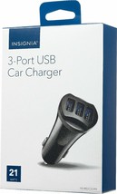 NEW Insignia 3 USB Ports 21 Watt Car Cigarette Lighter Vehicle Charger Black - £5.23 GBP