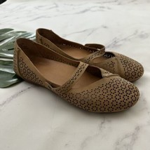 Olukai Womens Nene Ballet Flats Size 10 Tan Brown Perforated Floral Leather - $37.61