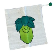 Vintage Jolly Green Giant Canvas Bag Unused Wooden Drawstring 15.75 x 14.25 in. - £35.04 GBP