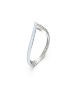 Light Blue Ceramic Lab Grown Diamond Chevron Ring in Sterling Silver &amp; S... - $379.74 CAD