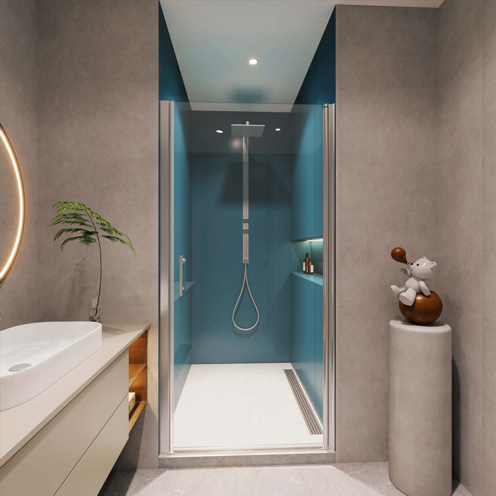 1-3/8&quot; Pivot Shower Door, 1/4&quot; Glass, Chrome - $307.99