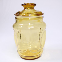 Vintage Anchor Hocking Clear Honey Amber Glass Apothocary Bubble Caniste... - $14.49