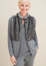 Chico's Zenergy Gray Charcoal Faux Fur Vest Sz 3 / US XL - $24.75