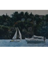Painting- Watercolor by Joe Jaqua-California Art-Sailboat (ON CANVAS) - €85,91 EUR