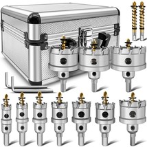 Tct 14 Pcs Carbide Hole Saw Kit For Hard Metal, Heavy Duty Carbide Tungsten - $77.95