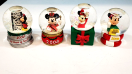Disney Christmas Mini Water Globe Snow Holiday JC Penny Lot of 4 Mickey Mouse - £23.67 GBP