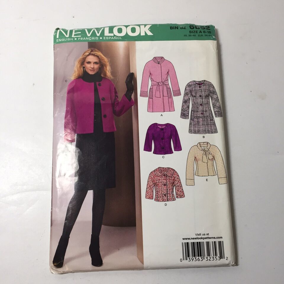 New Look 6852 Size 8-18 Misses' Jackets Coats - $12.86