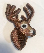 Hand Beaded Brooch Pin Deer Head  2.25” - £14.70 GBP