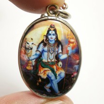 Lord Shiva Mahadev Om pendant bless 1980s necklace Mahadeva great God Tr... - £25.41 GBP