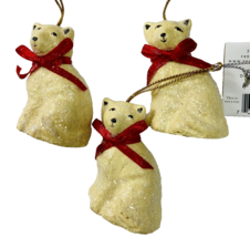 Seasons of Cannon Falls Teena Flanner Signed White Cats Ornaments Mini Set of 3 - £8.20 GBP