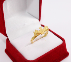 Goddess Isis 18K Gold Ring Egyptian Jewelry Yellow gold Stamped Pharaonic 2.5 Gr - $363.75