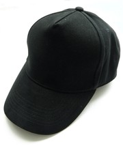 Black Canvas Baseball Cap Hat Adjustable Strap Great For Personalization - £7.55 GBP