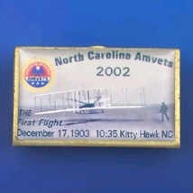 AMVETS North Carolina Wright Flyer Pin Gold Tone Enamel Veteran 2002 Kit... - $11.95