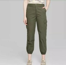 Wild Fable™ Women&#39;s High-Rise Zip Front Olive Green Cargo Pants Size 18 - $39.26