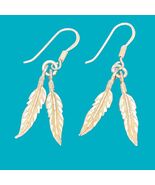 Sterling Silver Navajo Double Feather Drop Earrings 1&quot; - €21,27 EUR