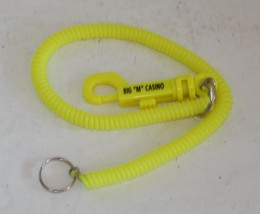 BIG M Casino Yellow Plastic Spiral RECOILING Key Ring - $20.17 CAD