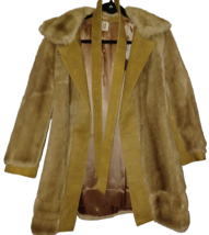 VTG London Leathers LILLI ANN Faux Fur Coat Suede Detail Tie Waist Brown... - $1,201.72 MXN