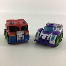 Playskool Heroes Transformers Flip Racers Optimus Prime Blurr 2.5&quot; Figures Lot - £25.19 GBP