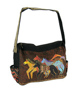 Scratch &amp; Dent Laurel Burch Native Horses Medium Canvas Hobo Bag - £19.76 GBP