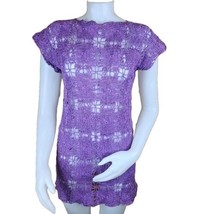 Handmade Crochet Dress Womens S/M Purple Boho Tunic Beach Cover Up Lace Top - $45.10