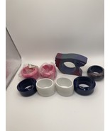 Vintage Assortment of Napkin Rings, Textured, Wooden, Beaded- MIXED LOT - $12.00