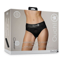 Shots Ouch! Vibrating Strap-on High-cut Brief Black XS/S - £50.76 GBP