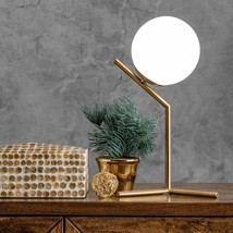 Mid Century Design Table Lamp Globe Shade Brass Lamp Decorative Table Top Light - £258.77 GBP