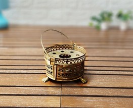 Vintage handmade brass Hand-held Lantern Candle Holder -Tea Light Candle Stand f - £54.75 GBP