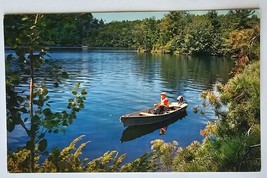 Postcard Man Fishing On Lake Vintage Retro Inspirational Sportsman Quote - $6.71