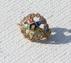 ANTIQUE TINY ENAMELED FRATERNAL PIN 10K GOLD TOP #2 - $8.95