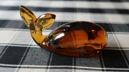 Vintage Amber Glass Whale Paperweight 4.25&quot; - $38.41